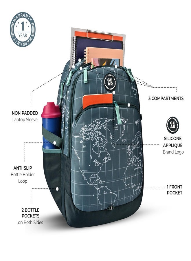 Gear Globe Trotter 4 Compartment Backpack 19"/40L Large Water Resistant School Bag/Casual 4 Compartment Backpack/Daypack/Kids Bag for Boys/Girls (Green-Mint) - Image 4